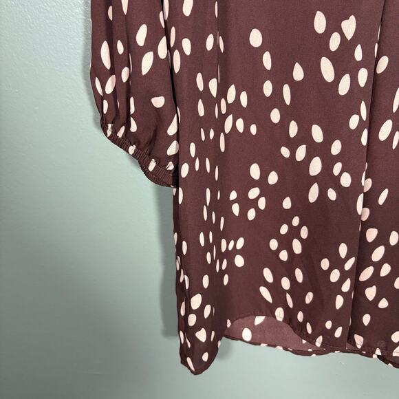 Bobeau Women's Dark Purple & Pink Polka Dot Blouse - Size Small - Tunic Length - Picture 3 of 6
